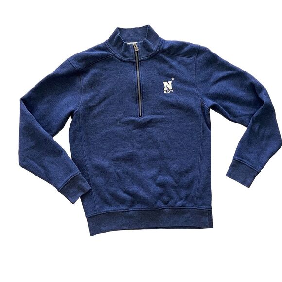 THE LEAGUE Size S US Naval Academy Men's Blue Quarter Zip Sweatshirt Embroidered - Picture 1 of 5